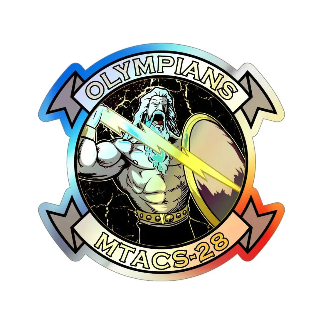 MTACS 28 Olympians (USMC) Holographic STICKER Die-Cut Vinyl Decal 4 Inch Holographic - The Sticker Space
