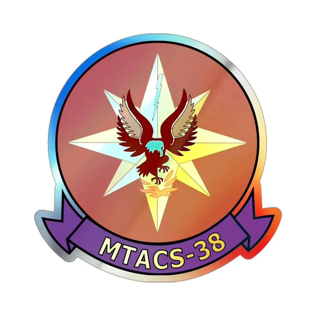 MTACS 38 Fire Chickens (USMC) Holographic STICKER Die-Cut Vinyl Decal 3 Inch Holographic - The Sticker Space