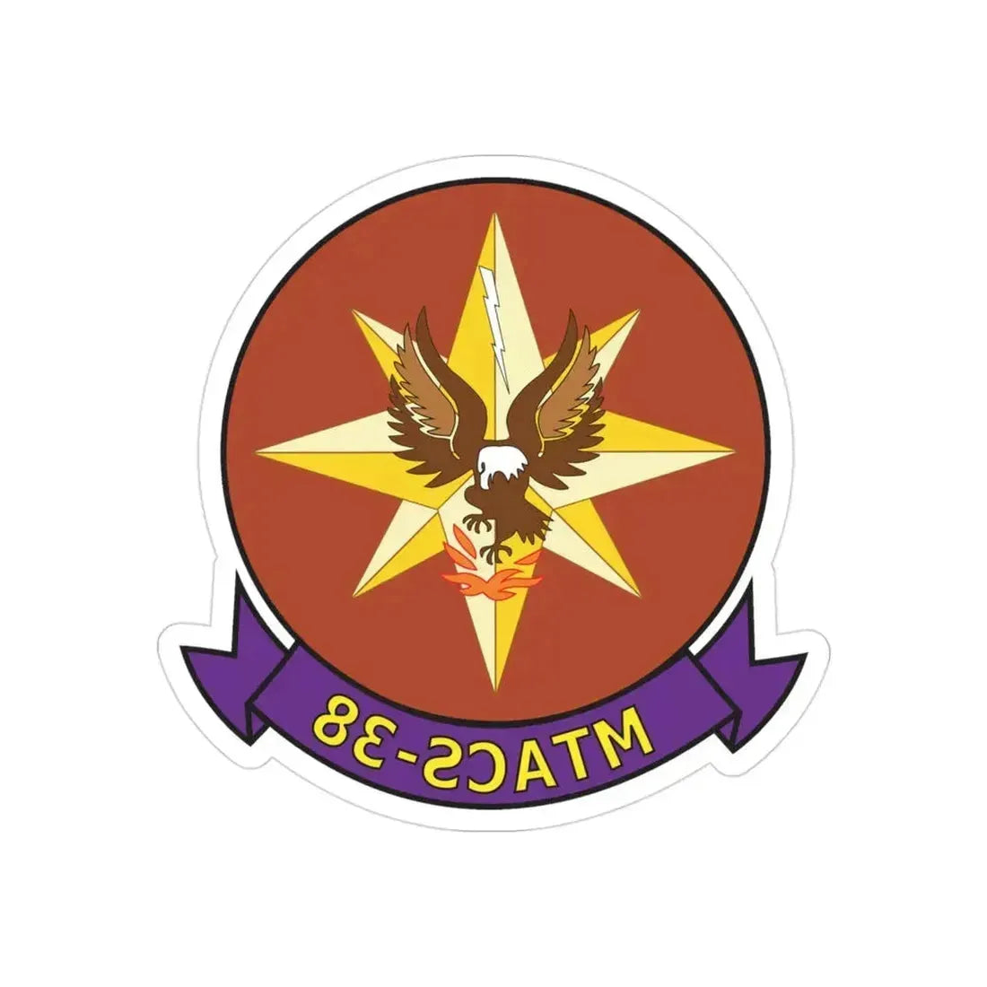 MTACS 38 Fire Chickens (USMC) REVERSE PRINT Transparent Die-Cut STICKER 3 Inch Die-Cut Transparent - The Sticker Space