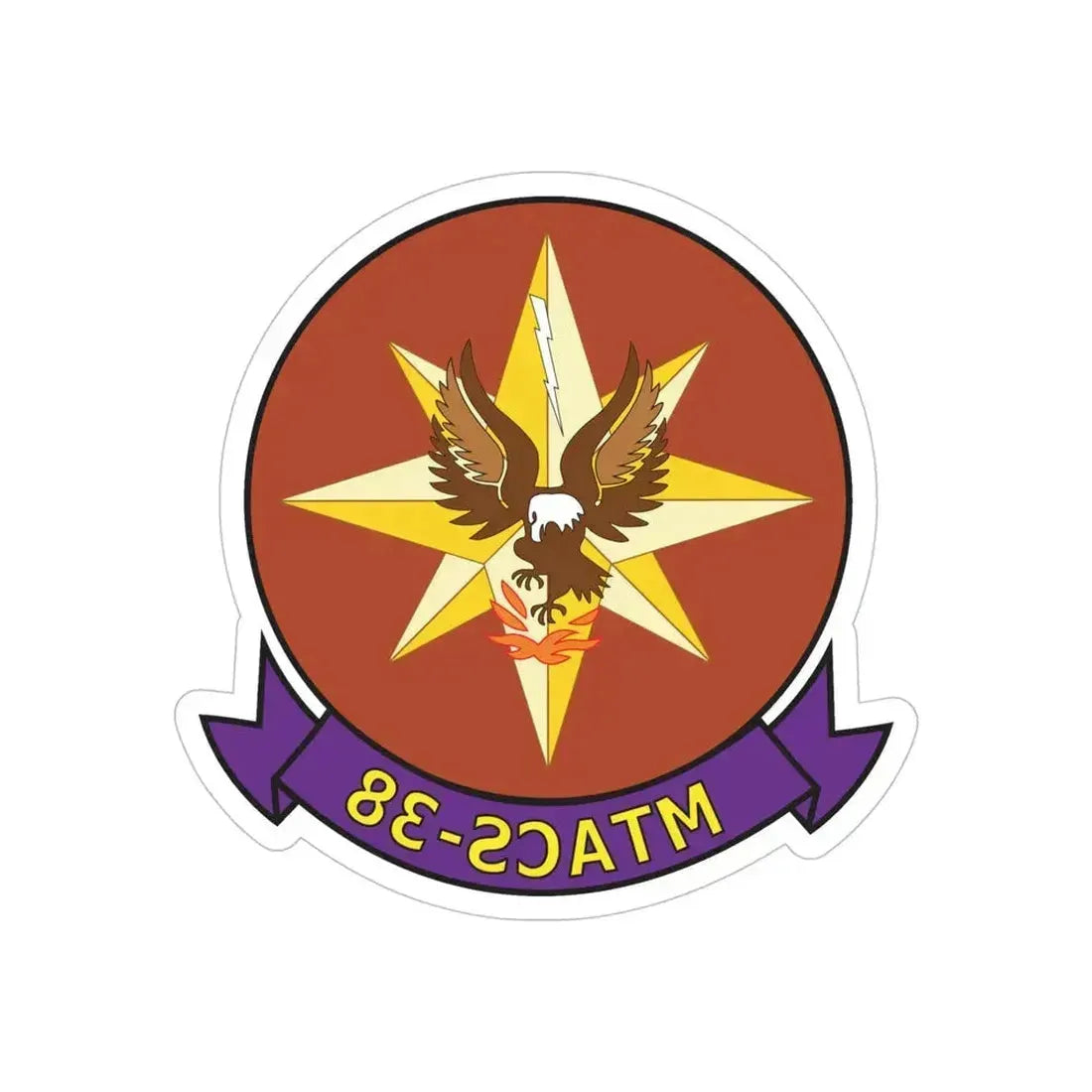 MTACS 38 Fire Chickens (USMC) REVERSE PRINT Transparent Die-Cut STICKER 5 Inch Die-Cut Transparent - The Sticker Space