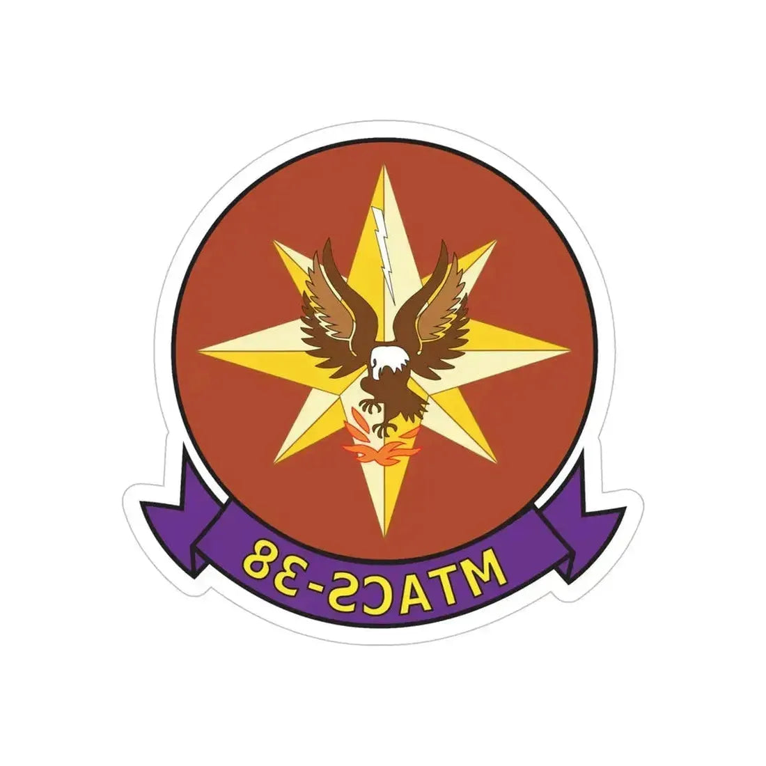 MTACS 38 Fire Chickens (USMC) REVERSE PRINT Transparent Die-Cut STICKER 6 Inch Die-Cut Transparent - The Sticker Space