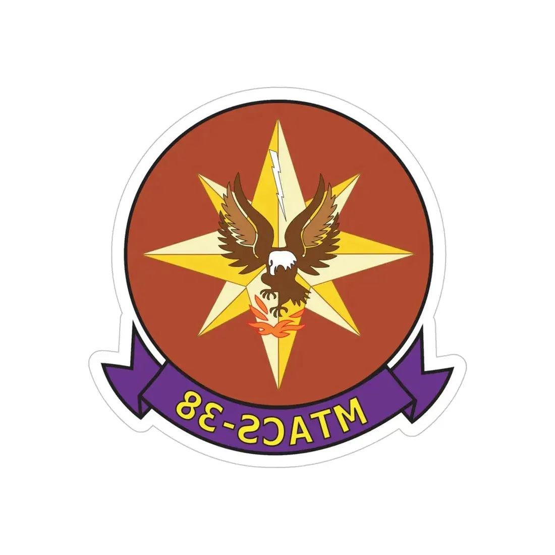 MTACS 38 Fire Chickens (USMC) REVERSE PRINT Transparent Die-Cut STICKER - The Sticker Space