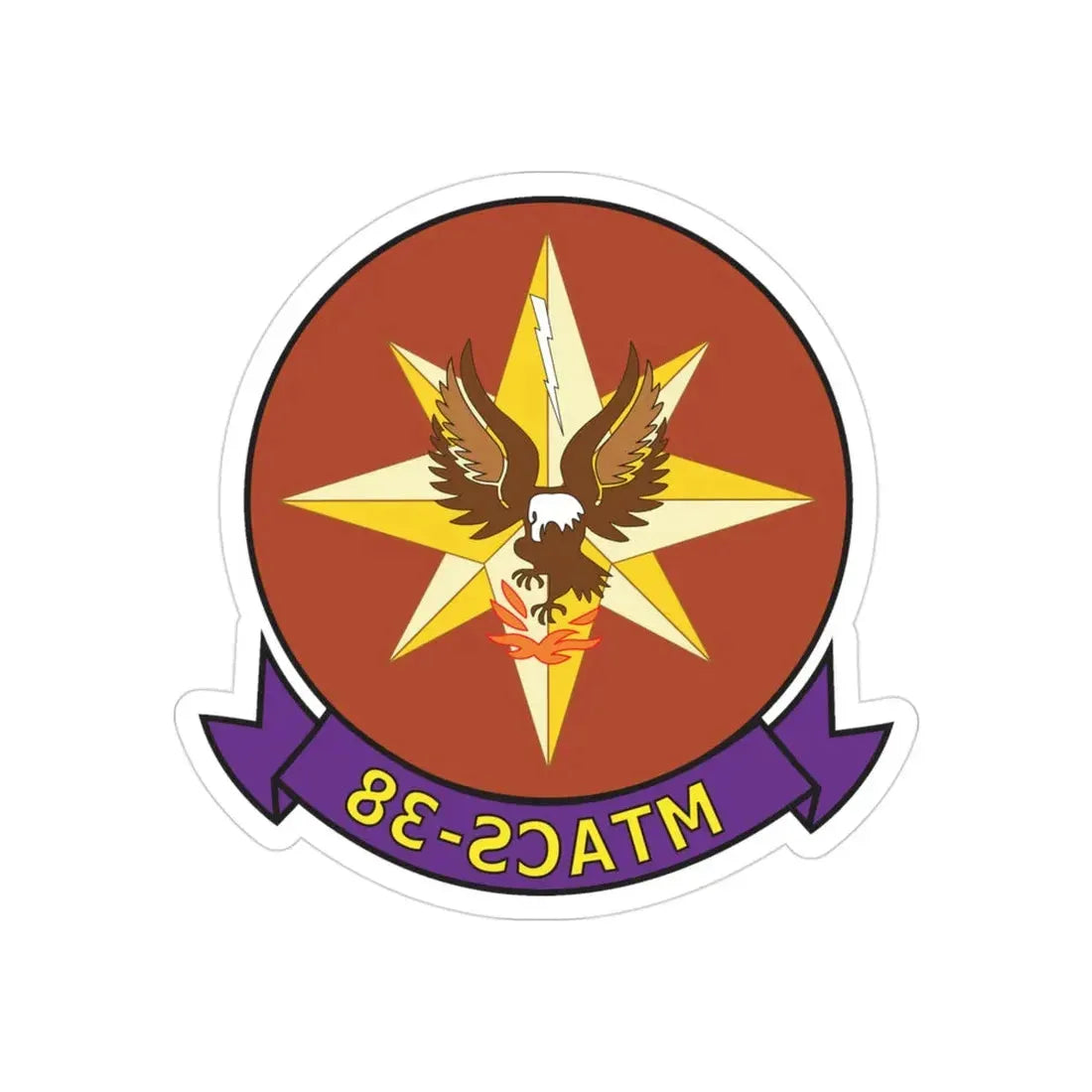 MTACS 38 Fire Chickens (USMC) REVERSE PRINT Transparent Die-Cut STICKER - The Sticker Space