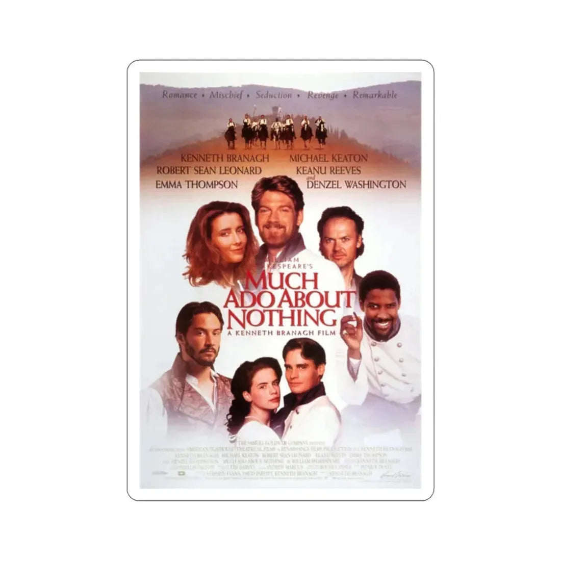 Much Ado About Nothing 1993 Movie Poster STICKER Vinyl Die-Cut Decal 2 Inch - The Sticker Space