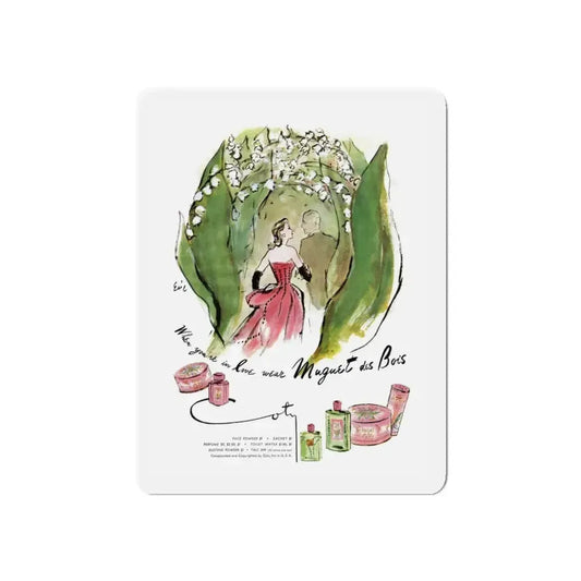 Muguet des Bois, advertisement, Cosmopolitan, May 1947 (Magazine Illustration) Refrigerator Magnet 6 Inch - The Sticker Space