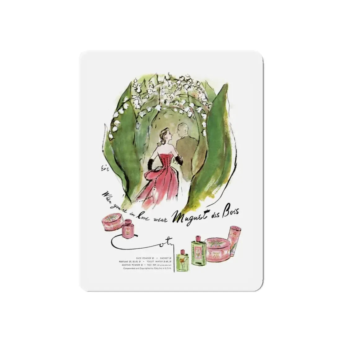 Muguet des Bois, advertisement, Cosmopolitan, May 1947 (Magazine Illustration) Refrigerator Magnet - The Sticker Space