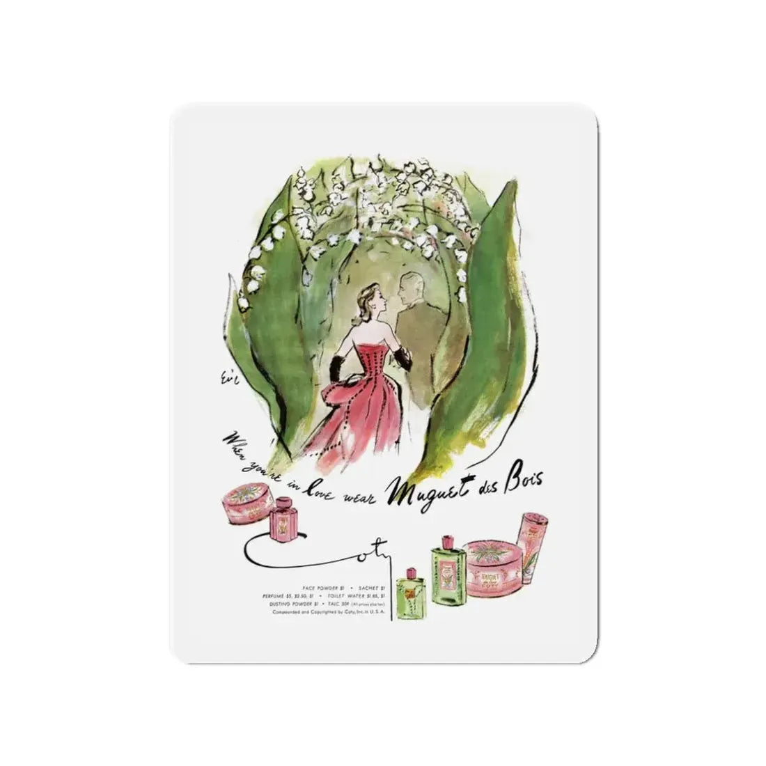 Muguet des Bois, advertisement, Cosmopolitan, May 1947 (Magazine Illustration) Refrigerator Magnet - The Sticker Space