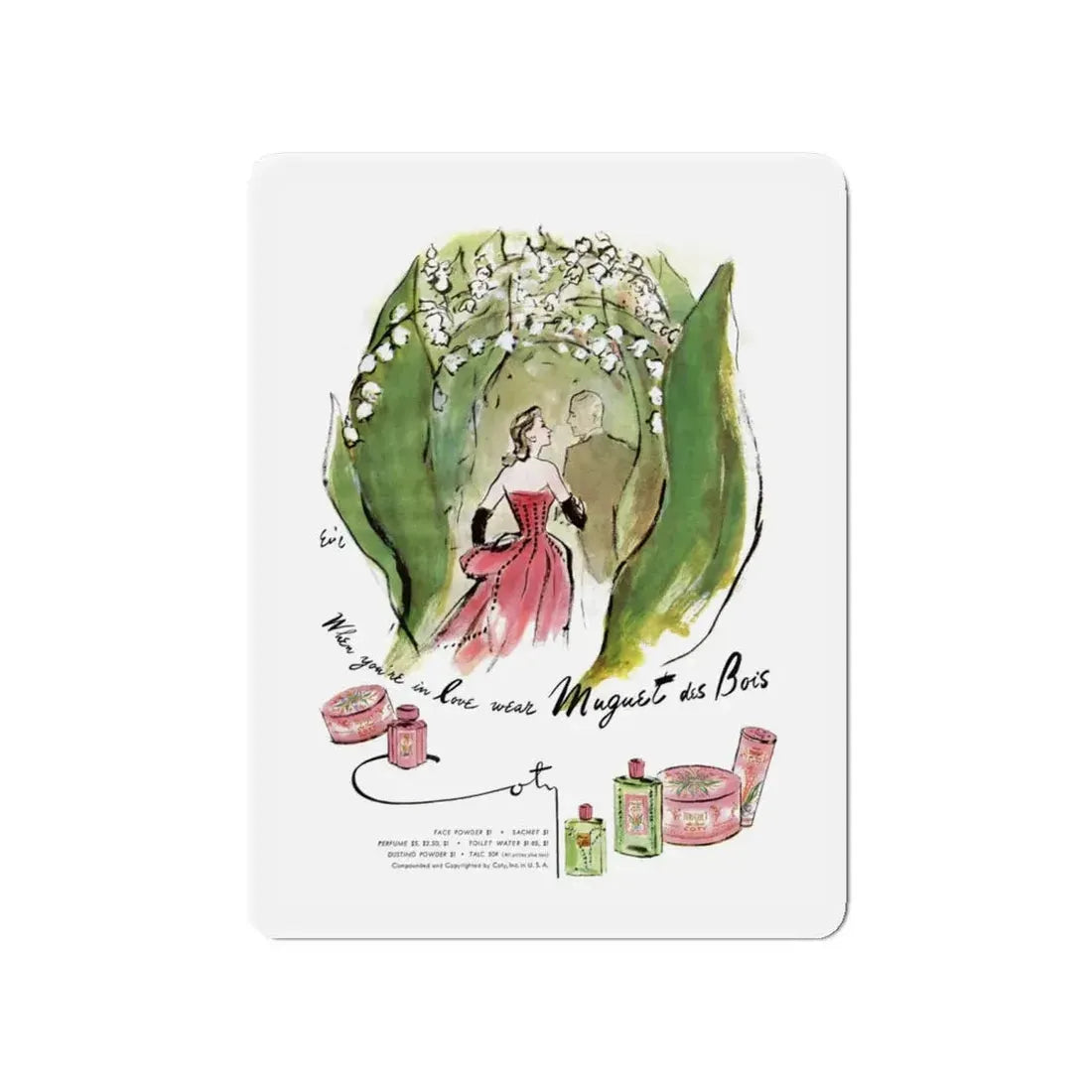 Muguet des Bois, advertisement, Cosmopolitan, May 1947 (Magazine Illustration) Refrigerator Magnet - The Sticker Space
