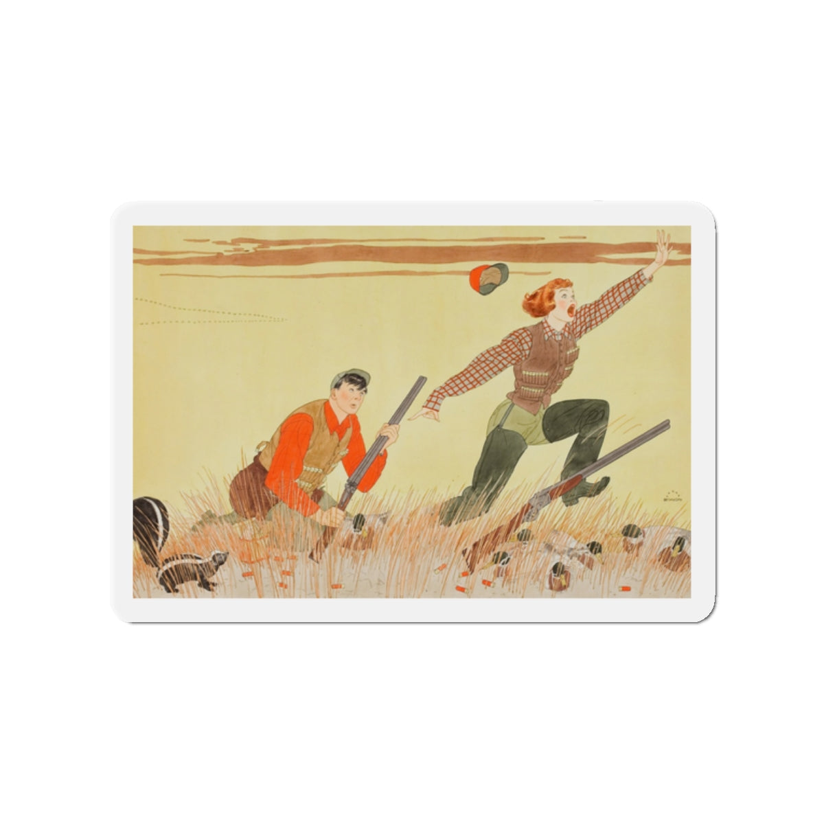 Mullin's Pretty Blind Mate, Collier's magazine story illustration, circa 1945 (Magazine Illustration) Refrigerator Magnet-2" x 2"-The Sticker Space