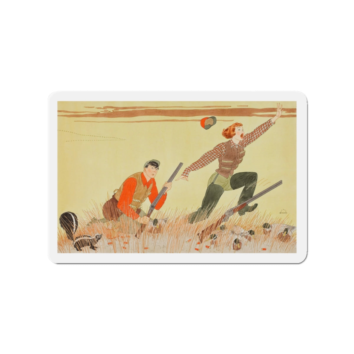 Mullin's Pretty Blind Mate, Collier's magazine story illustration, circa 1945 (Magazine Illustration) Refrigerator Magnet-3" x 3"-The Sticker Space