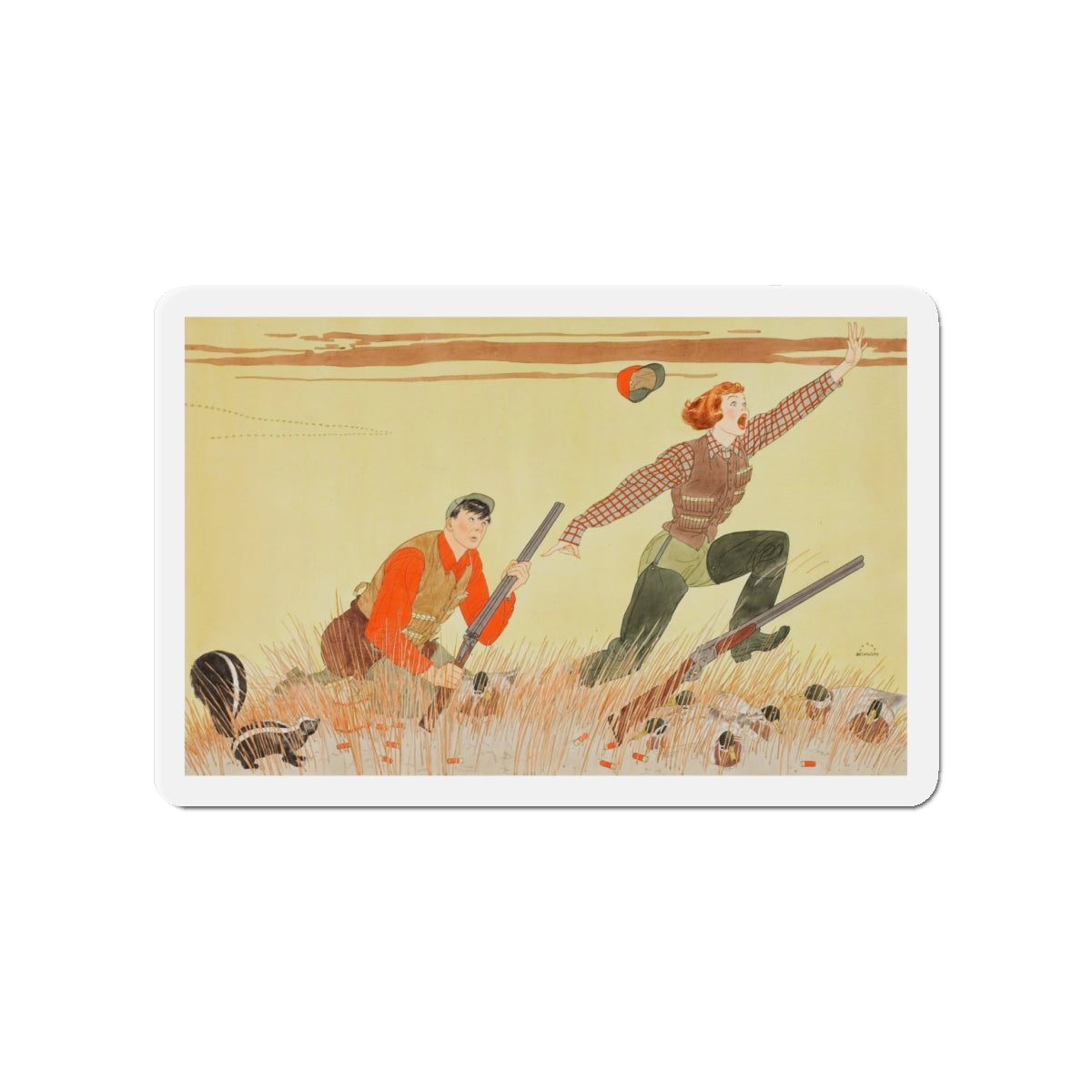 Mullin's Pretty Blind Mate, Collier's magazine story illustration, circa 1945 (Magazine Illustration) Refrigerator Magnet-4" x 4"-The Sticker Space