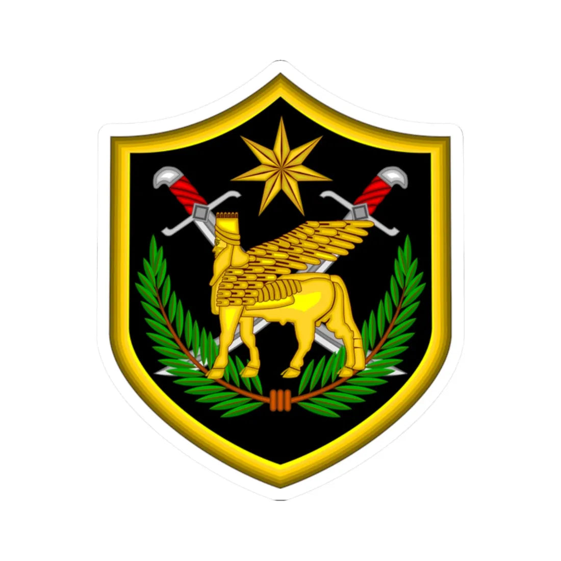 Multi-National Force-Iraq Shoulder Sleeve Insignia (Iraq) (Coat of Arms) STICKER Vinyl Kiss-Cut Decal 2 Inch White - The Sticker Space