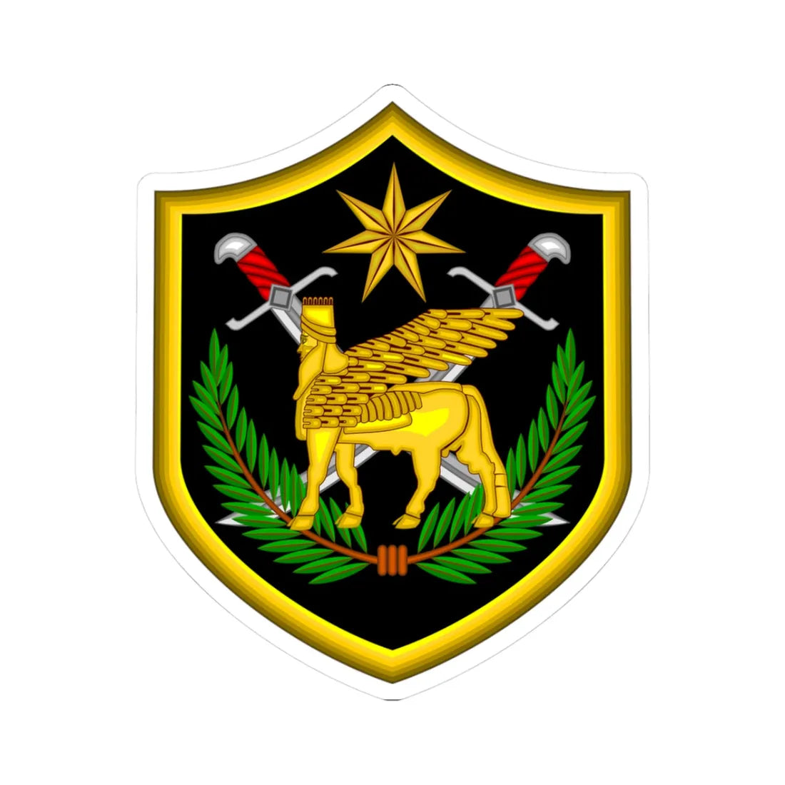 Multi-National Force-Iraq Shoulder Sleeve Insignia (Iraq) (Coat of Arms) STICKER Vinyl Kiss-Cut Decal 3 Inch White - The Sticker Space