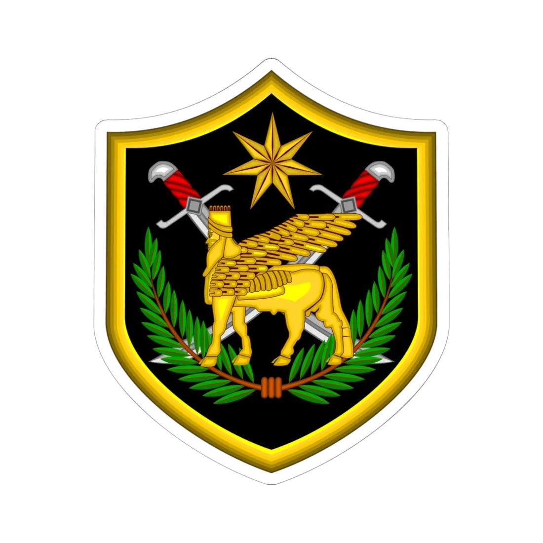 Multi-National Force-Iraq Shoulder Sleeve Insignia (Iraq) (Coat of Arms) STICKER Vinyl Kiss-Cut Decal 6 Inch White - The Sticker Space