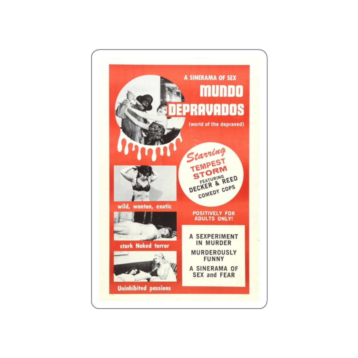 MUNDO DEPRAVADOS 1967 Movie Poster STICKER Vinyl Die-Cut Decal-2 Inch-The Sticker Space