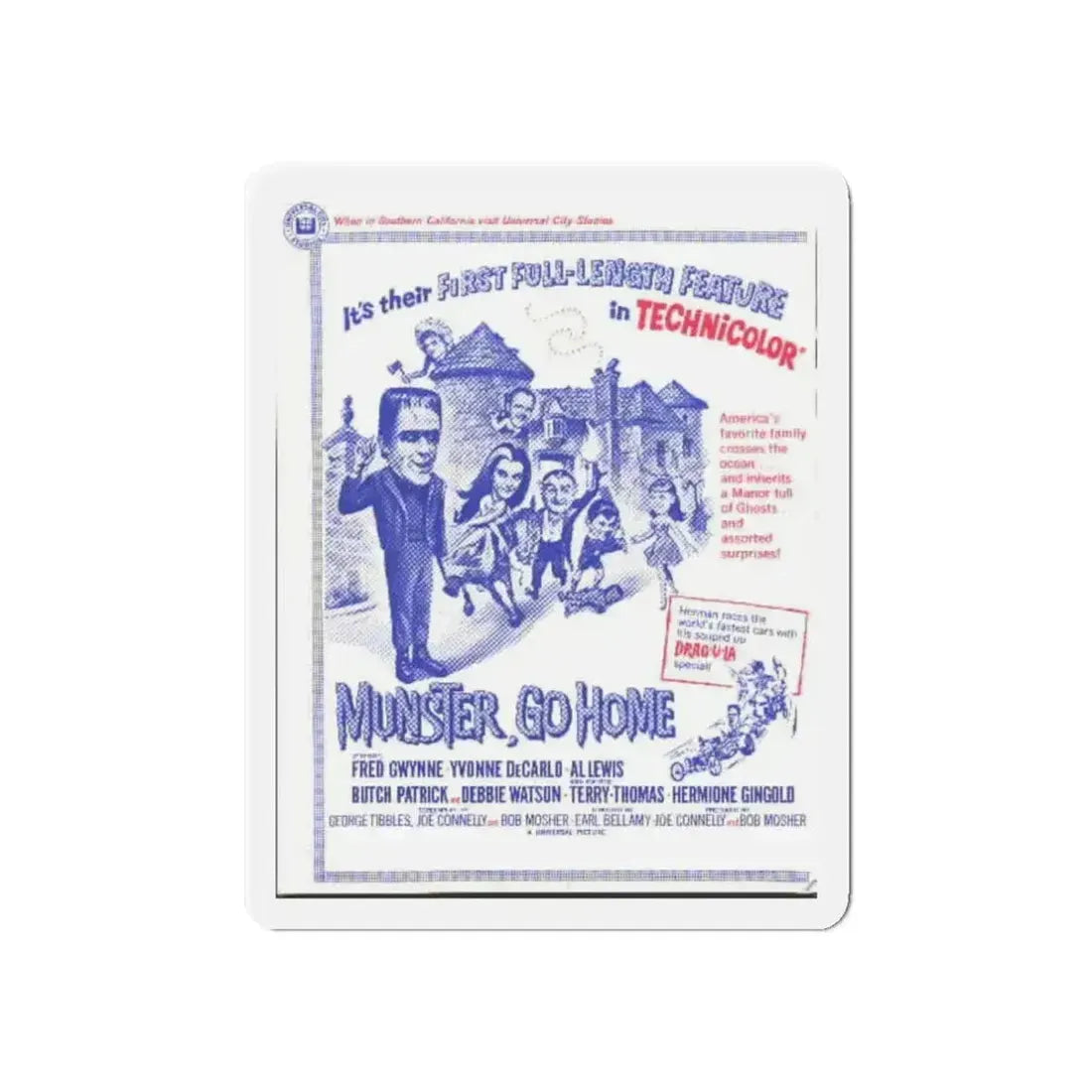 MUNSTER, GO HOME 1966 Movie Poster - Refrigerator Magnet 3 Inch Die-Cut - The Sticker Space