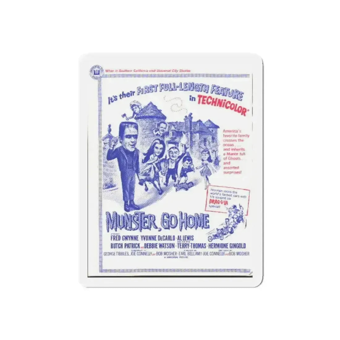 MUNSTER, GO HOME 1966 Movie Poster - Refrigerator Magnet 4 Inch Die-Cut - The Sticker Space