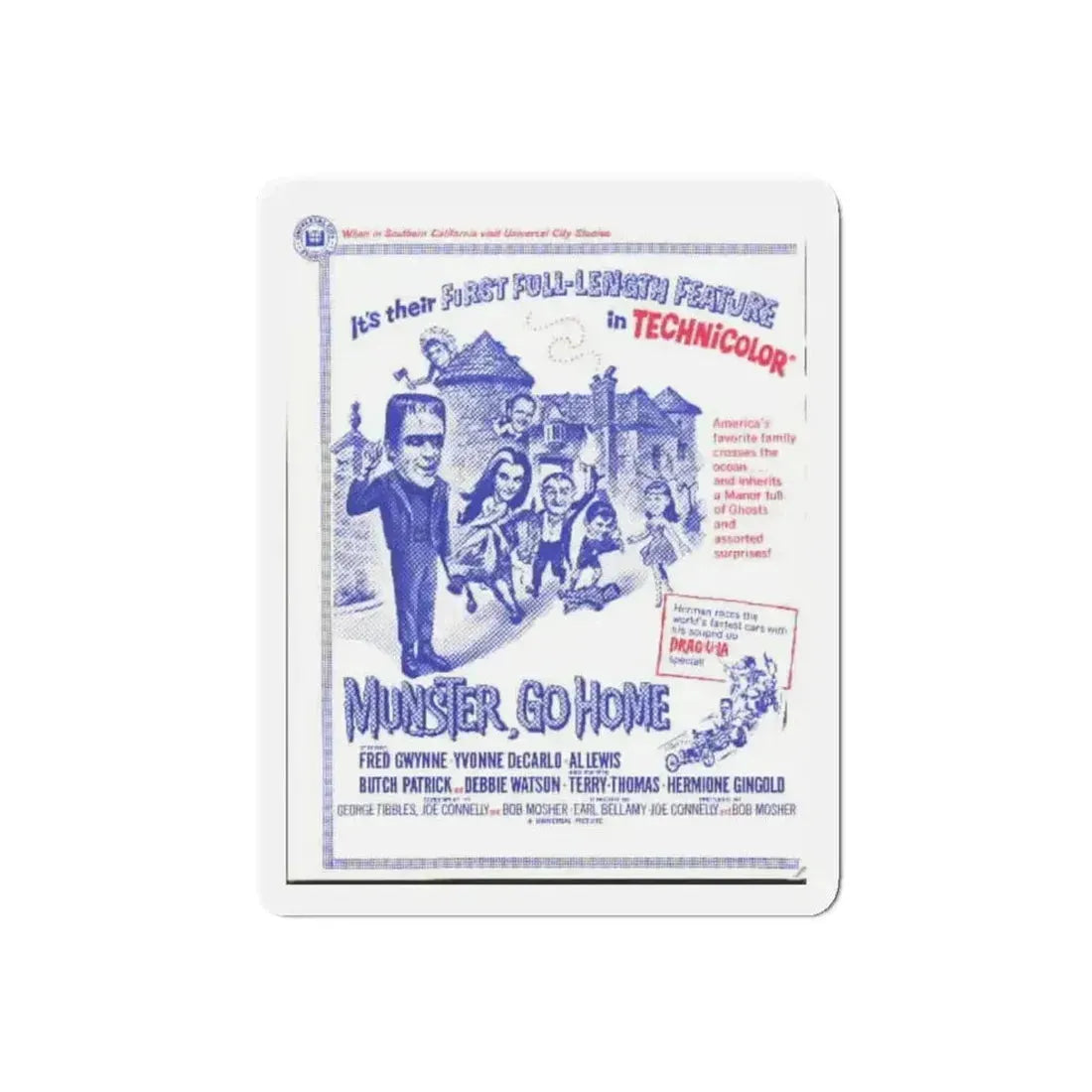 MUNSTER, GO HOME 1966 Movie Poster - Refrigerator Magnet 5 Inch Die-Cut - The Sticker Space