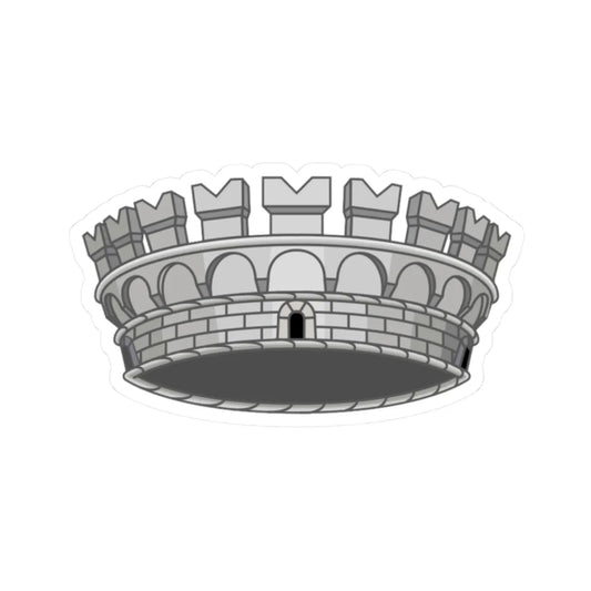 Mural Crown of Italian Comune (Italy) (Coat of Arms) STICKER Vinyl Kiss-Cut Decal 2 Inch White - The Sticker Space