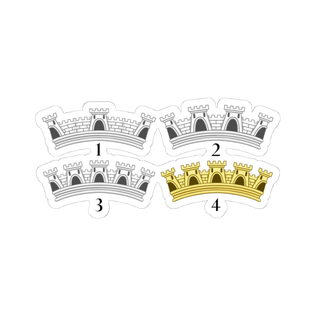 Mural Crowns - Portugal (Portugal) (Coat of Arms) STICKER Vinyl Kiss-Cut Decal 4 Inch White - The Sticker Space