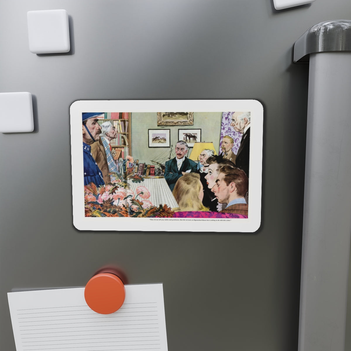 Murder At Pigeonsford House, 1942 (Magazine Illustration) Refrigerator Magnet-The Sticker Space