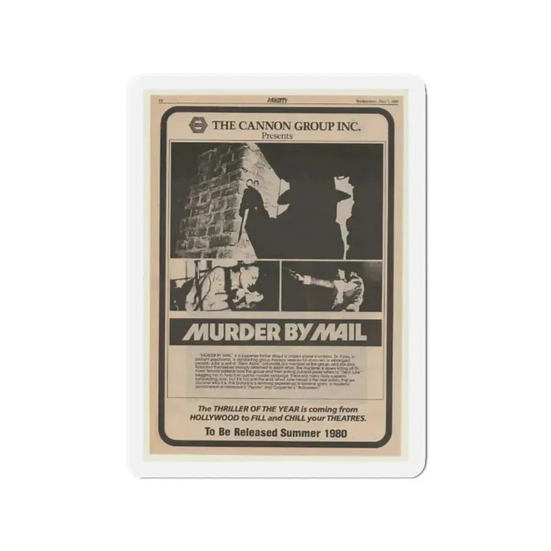MURDER BY MAIL (SCHIZOID) 1980 Movie Poster - Refrigerator Magnet 2 Inch Die-Cut - The Sticker Space