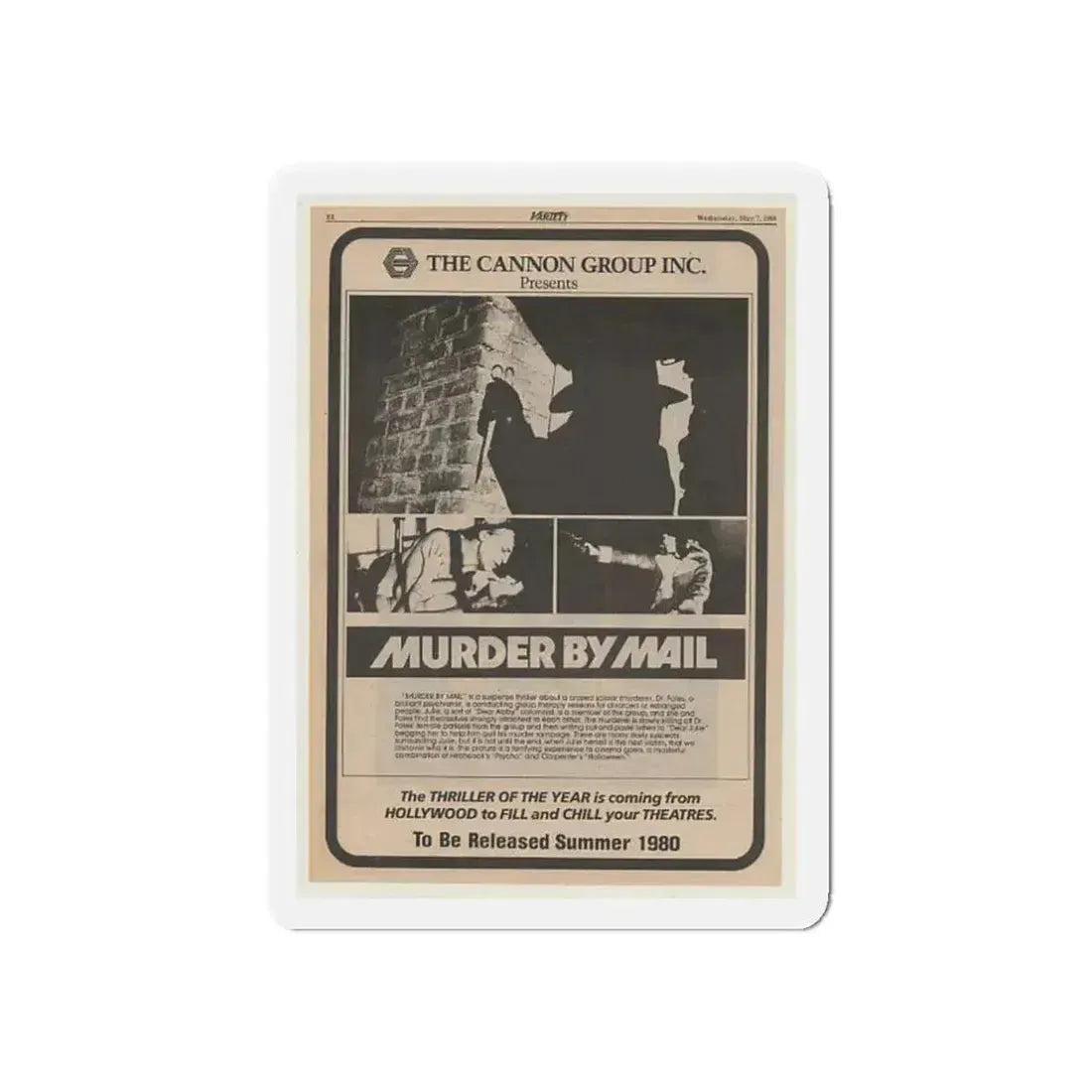 MURDER BY MAIL (SCHIZOID) 1980 Movie Poster - Refrigerator Magnet 3 Inch Die-Cut - The Sticker Space