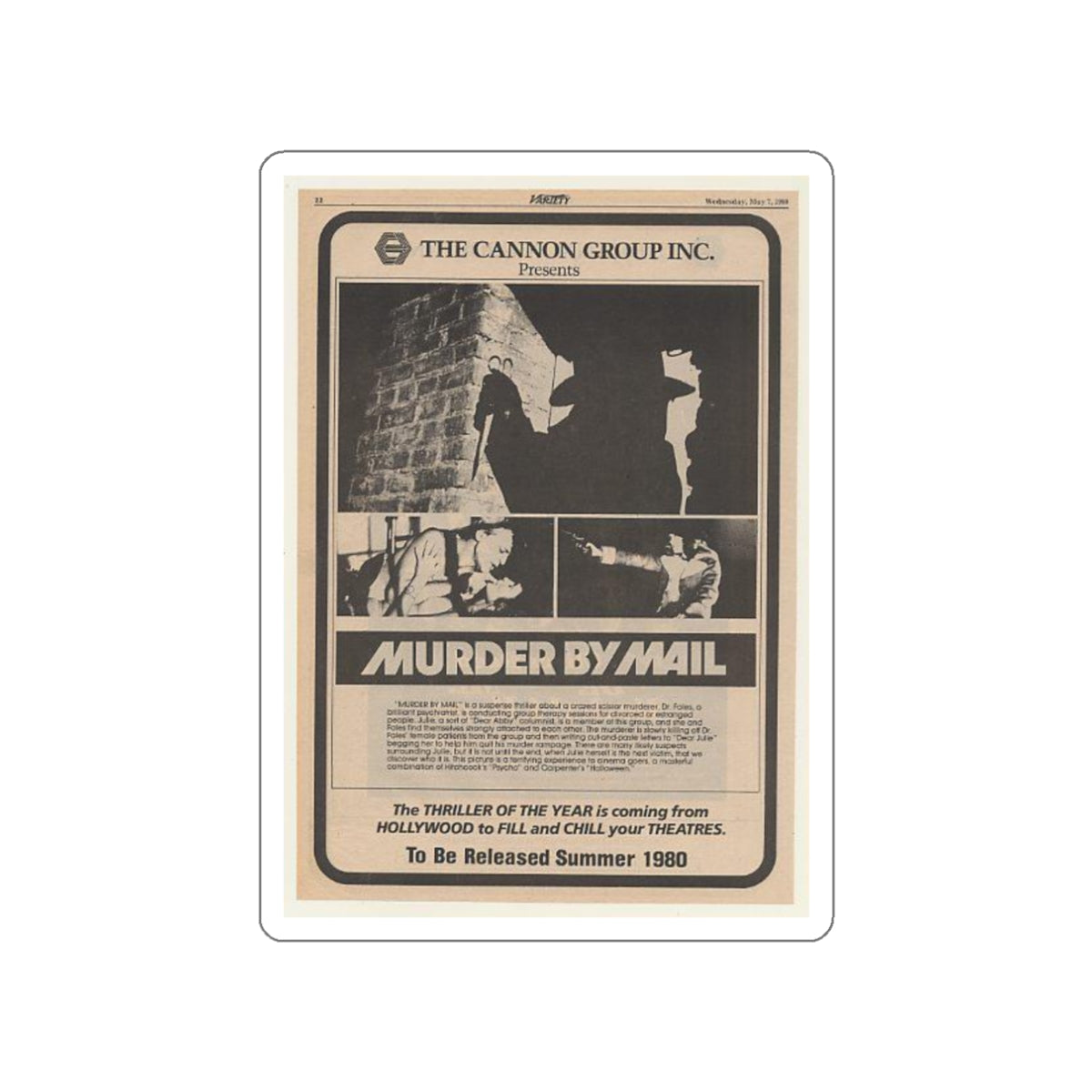 MURDER BY MAIL (SCHIZOID) 1980 Movie Poster STICKER Vinyl Die-Cut Decal-3 Inch-The Sticker Space