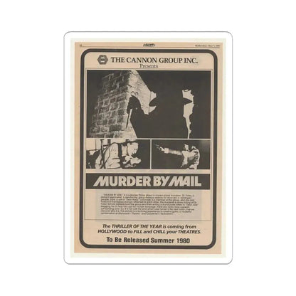 MURDER BY MAIL (SCHIZOID) 1980 Movie Poster - STICKER Vinyl Kiss-Cut Decal 3 Inch White - The Sticker Space