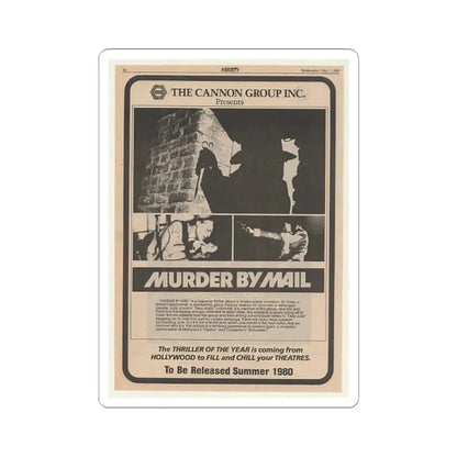 MURDER BY MAIL (SCHIZOID) 1980 Movie Poster - STICKER Vinyl Kiss-Cut Decal 4 Inch White - The Sticker Space