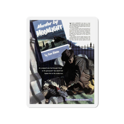 Murder by Moonlight, The American Magazine, December 1952 (Magazine Illustration) Refrigerator Magnet-2" x 2"-The Sticker Space