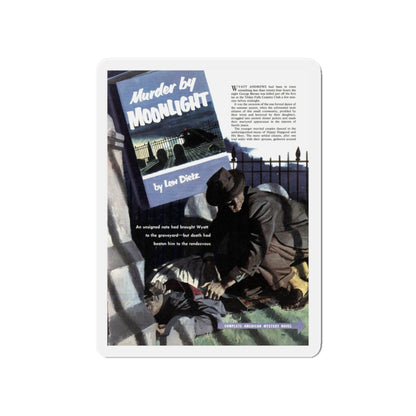 Murder by Moonlight, The American Magazine, December 1952 (Magazine Illustration) Refrigerator Magnet-4" x 4"-The Sticker Space