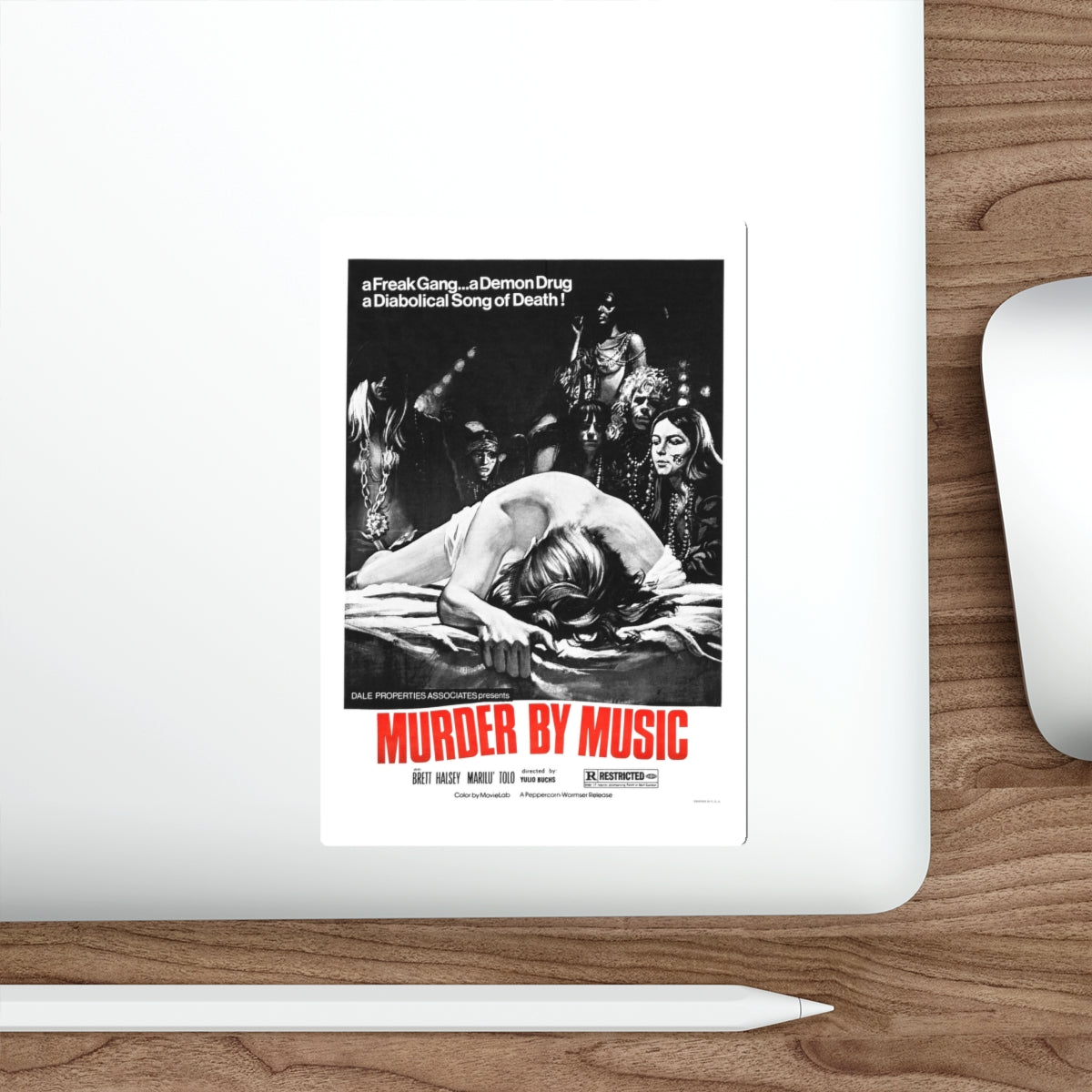 MURDER BY MUSIC (TRUMPETS OF THE APOCALYPSE) 1969 Movie Poster STICKER Vinyl Die-Cut Decal-The Sticker Space