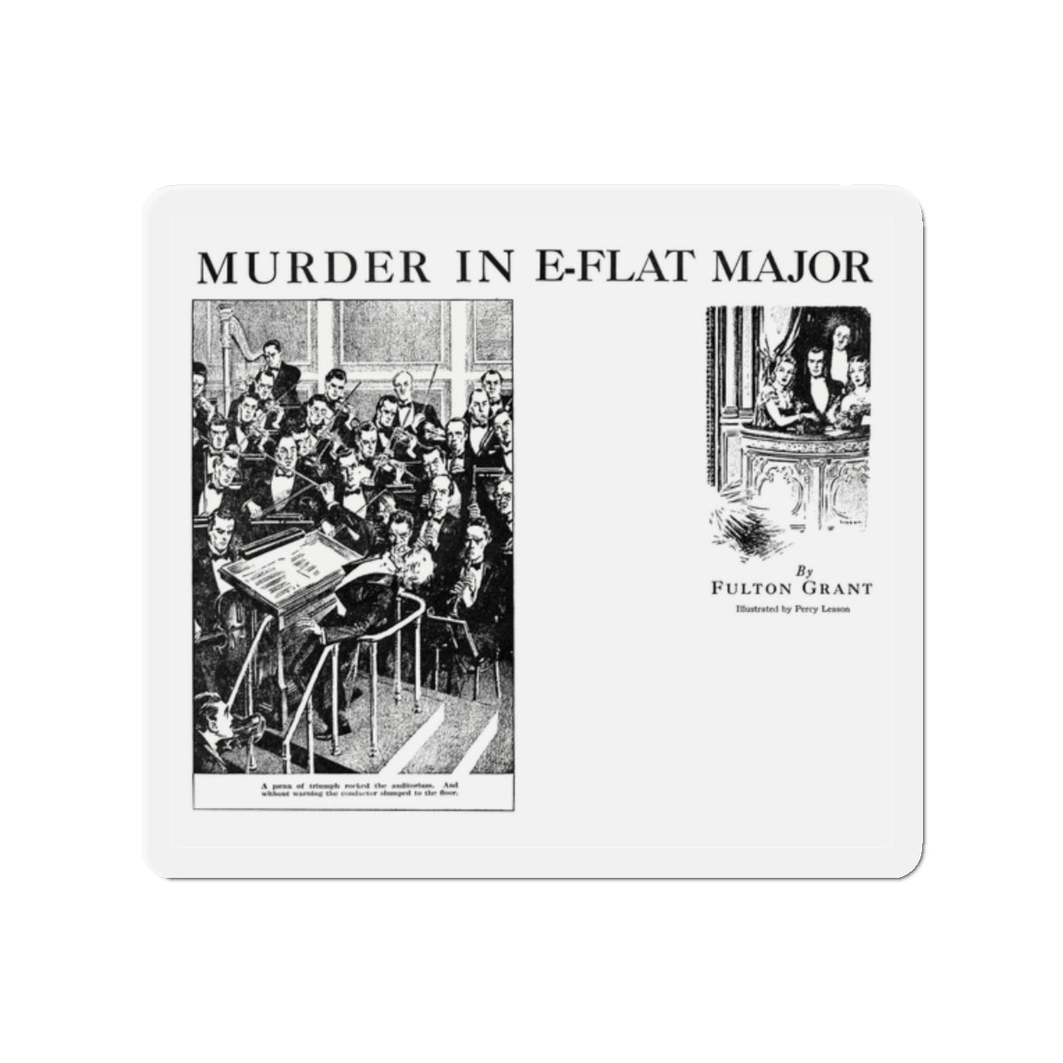 Murder In E-Flat Major, Blue Book Magazine, April 1940 (Magazine Illustration) Refrigerator Magnet-2" x 2"-The Sticker Space