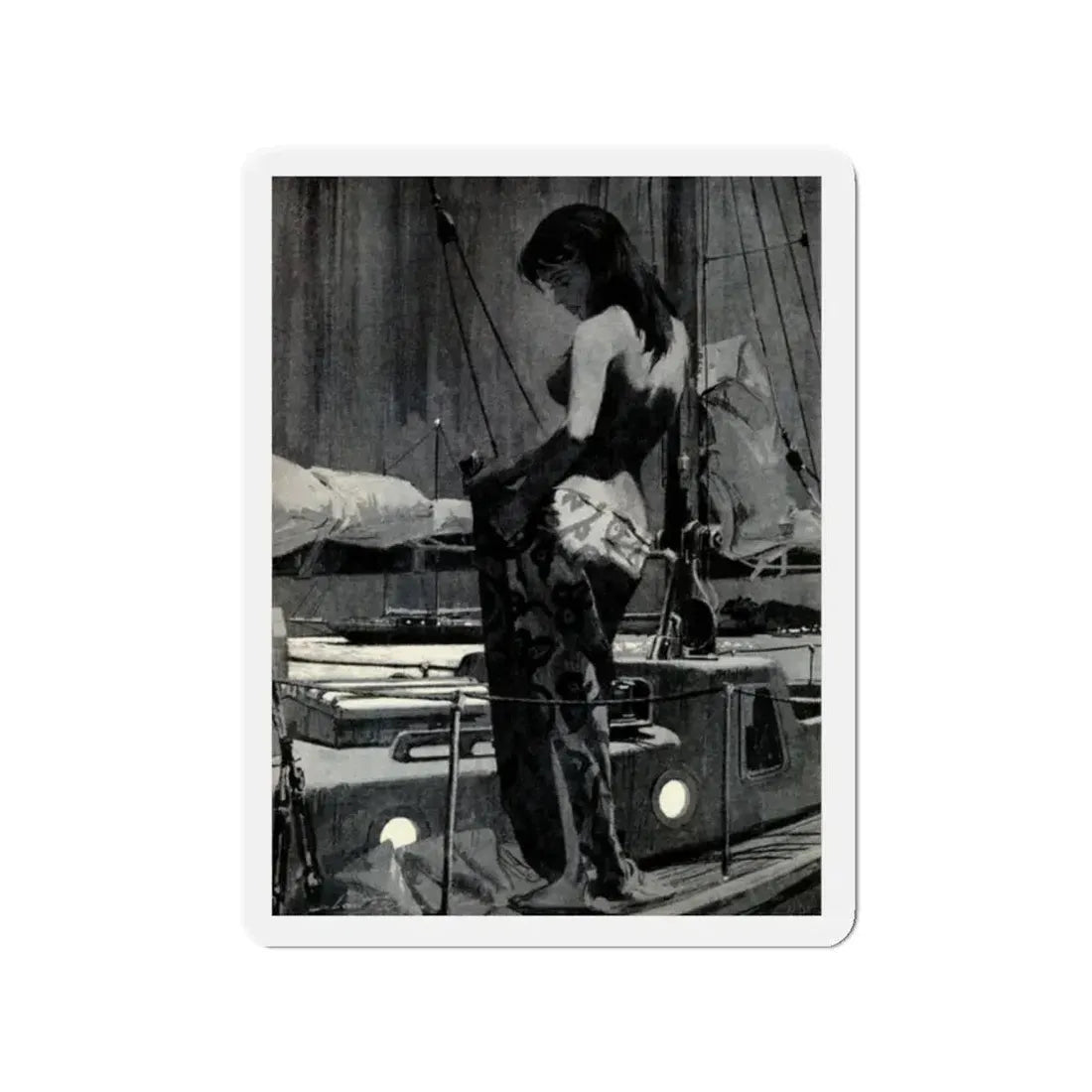 Murder in Paradise by Ed Lacy, Argosy Magazine, July 1962 (Magazine Illustration) Refrigerator Magnet 2 Inch - The Sticker Space