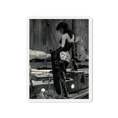 Murder in Paradise by Ed Lacy, Argosy Magazine, July 1962 (Magazine Illustration) Refrigerator Magnet 2 Inch - The Sticker Space