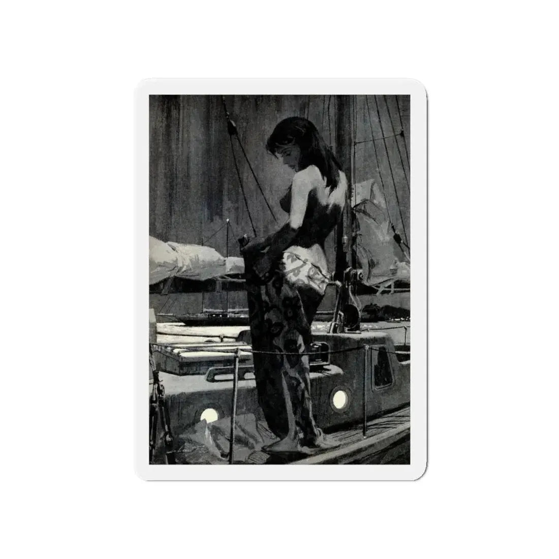 Murder in Paradise by Ed Lacy, Argosy Magazine, July 1962 (Magazine Illustration) Refrigerator Magnet 4 Inch - The Sticker Space