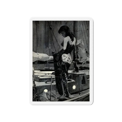 Murder in Paradise by Ed Lacy, Argosy Magazine, July 1962 (Magazine Illustration) Refrigerator Magnet 4 Inch - The Sticker Space