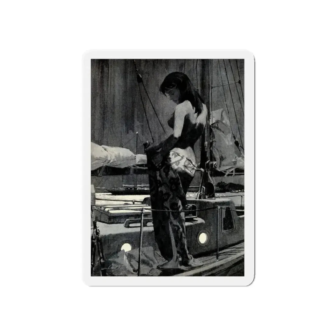 Murder in Paradise by Ed Lacy, Argosy Magazine, July 1962 (Magazine Illustration) Refrigerator Magnet 5 Inch - The Sticker Space