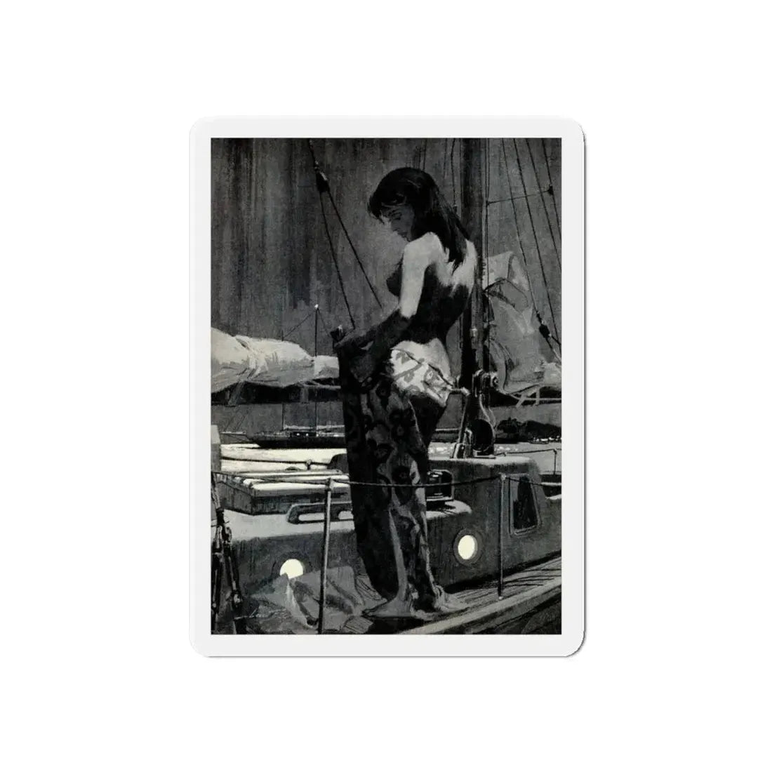 Murder in Paradise by Ed Lacy, Argosy Magazine, July 1962 (Magazine Illustration) Refrigerator Magnet 6 Inch - The Sticker Space