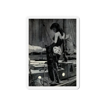 Murder in Paradise by Ed Lacy, Argosy Magazine, July 1962 (Magazine Illustration) Refrigerator Magnet 6 Inch - The Sticker Space