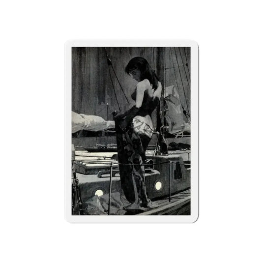 Murder in Paradise by Ed Lacy, Argosy Magazine, July 1962 (Magazine Illustration) Refrigerator Magnet 6 Inch - The Sticker Space