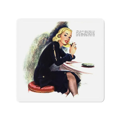 Murder is Her Crooked Smile, Esquire, September 1948 (Magazine Illustration) Refrigerator Magnet 3 Inch - The Sticker Space