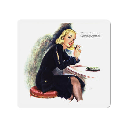 Murder is Her Crooked Smile, Esquire, September 1948 (Magazine Illustration) Refrigerator Magnet-3" x 3"-The Sticker Space