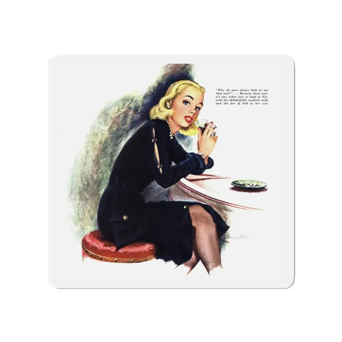 Murder is Her Crooked Smile, Esquire, September 1948 (Magazine Illustration) Refrigerator Magnet 4 Inch - The Sticker Space