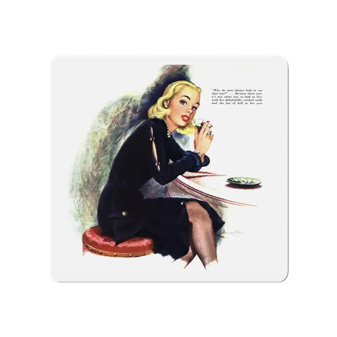 Murder is Her Crooked Smile, Esquire, September 1948 (Magazine Illustration) Refrigerator Magnet 5 Inch - The Sticker Space