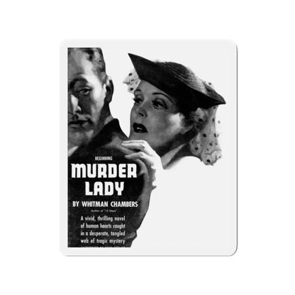 Murder Lady (1), Liberty magazine, April 16,1938 (Magazine Illustration) Refrigerator Magnet 2 Inch - The Sticker Space