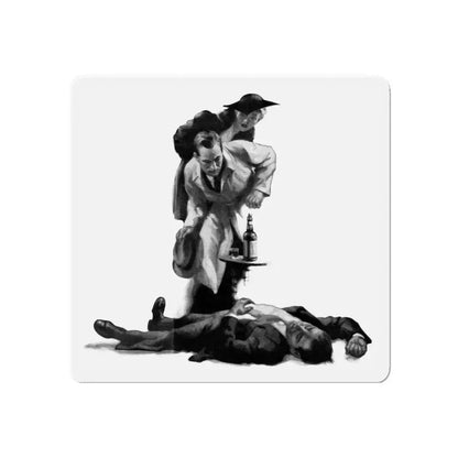 Murder Lady (2), Liberty magazine, April 16,1938 (Magazine Illustration) Refrigerator Magnet 6 Inch - The Sticker Space