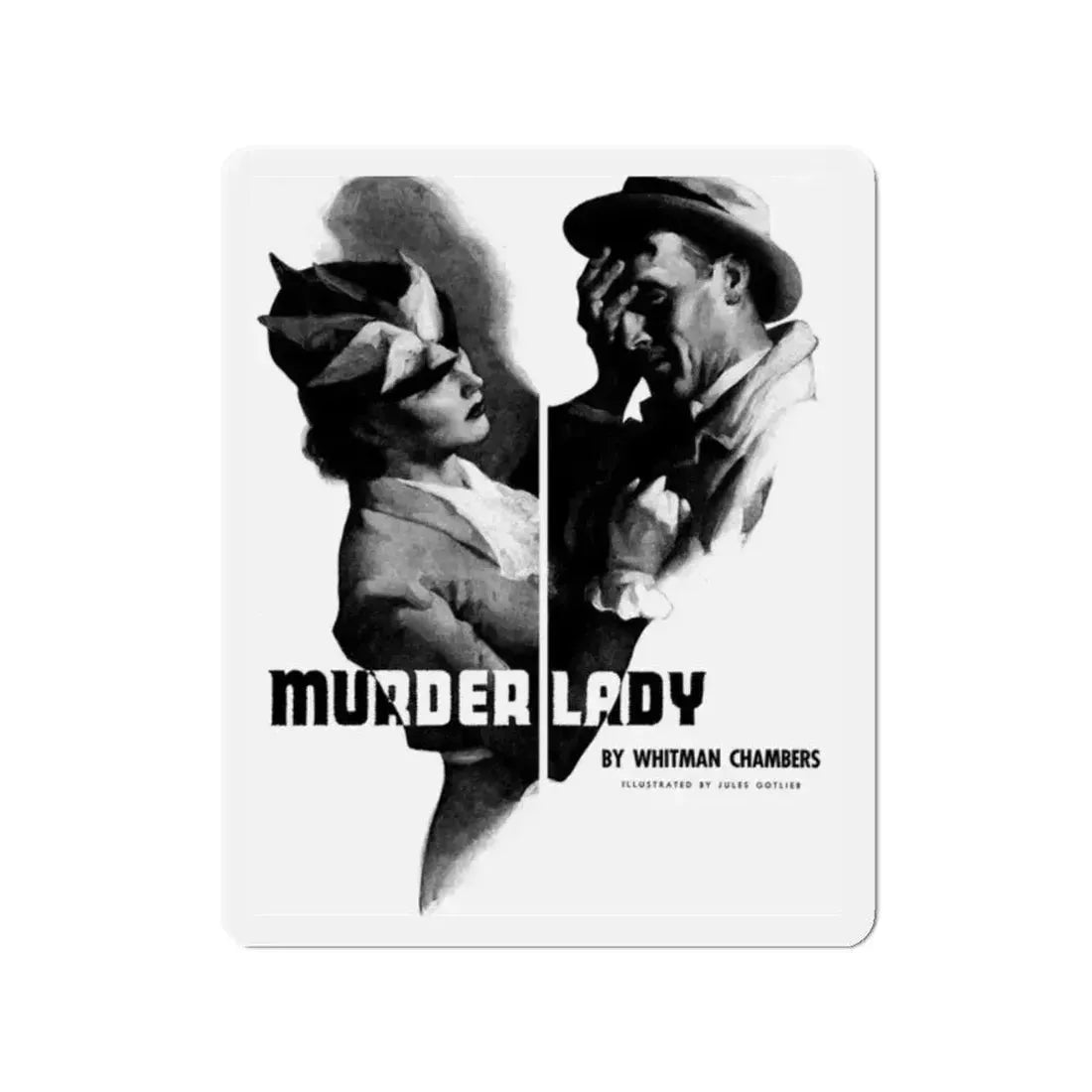 Murder Lady, Liberty magazine, June 18,1938 (Magazine Illustration) Refrigerator Magnet 2 Inch - The Sticker Space
