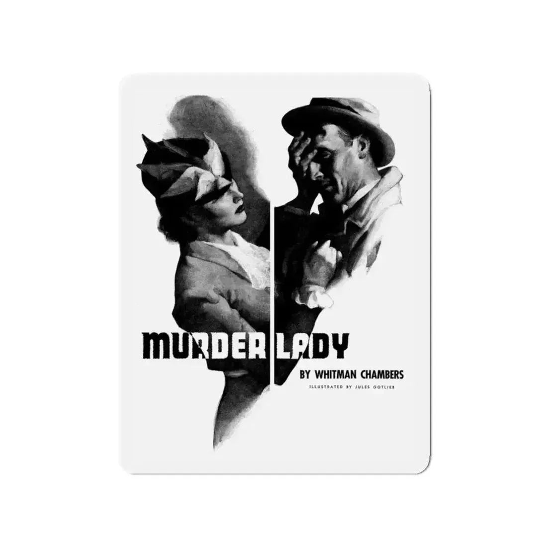 Murder Lady, Liberty magazine, June 18,1938 (Magazine Illustration) Refrigerator Magnet 3 Inch - The Sticker Space